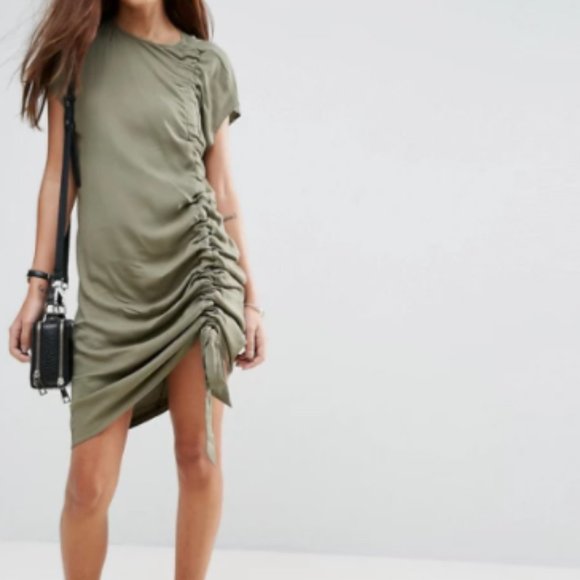 Dresses & Skirts - Green Sleeveless Ruched T-shirt Dress Sz 0 NEW